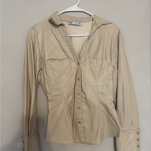Zara Cream Collared Shirt - Picture 1 of 4